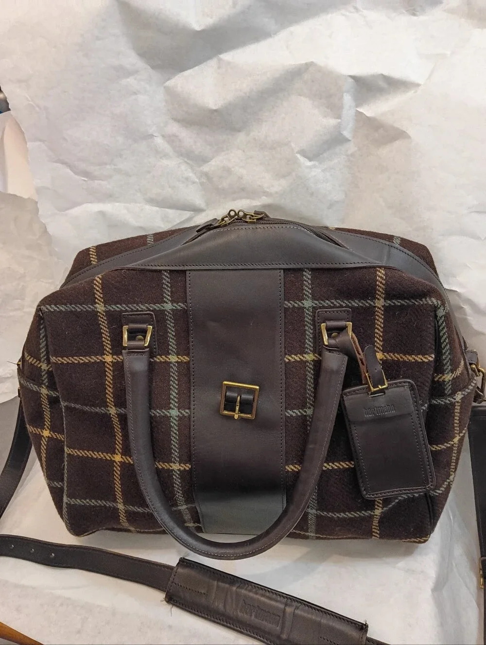 Hartmann Leather Wool  Duffle Mens Work Luxury Bag  Rare